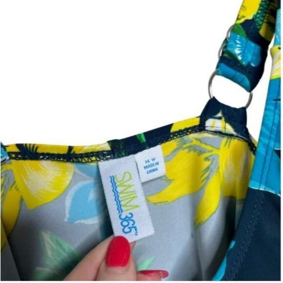 Swim365 Hawaiian Tropical Flower Floral One Piece Tank Swimsuit Modest 14W - Picture 5 of 8